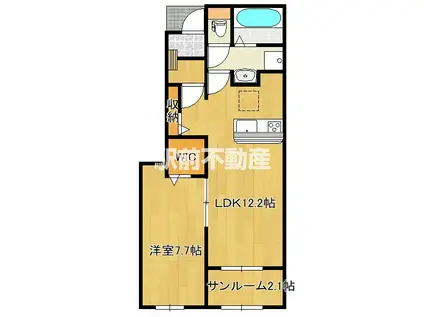 リヴァーサイド・フィオーレII(1LDK/1階)の間取り写真