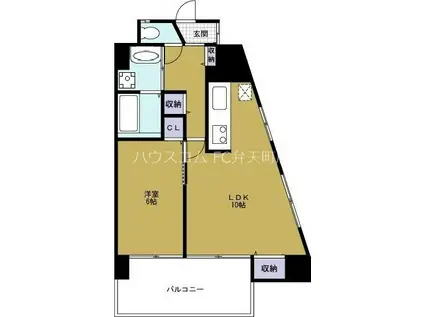 クイーンズコート阿波座(1LDK/4階)の間取り写真