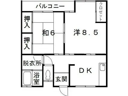 コーポセリーヌ(2DK/1階)の間取り写真