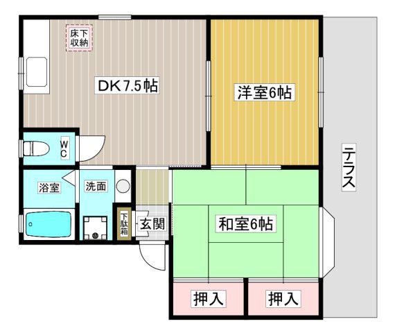 チェルシー(2DK/1階)の間取り写真
