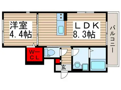 ハピネス新堀(1LDK/3階)の間取り写真