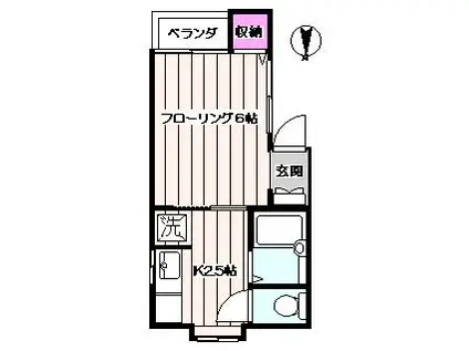 サニーハイツ(1K/2階)の間取り写真