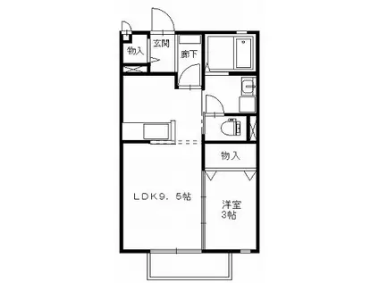 ブルーアルブル(1SK/1階)の間取り写真