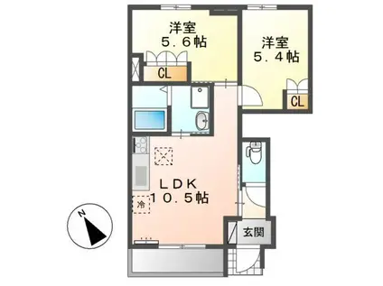 EPI III(2LDK/1階)の間取り写真