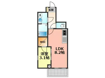ジーメゾン名古屋小田井リュソー(1LDK/1階)の間取り写真