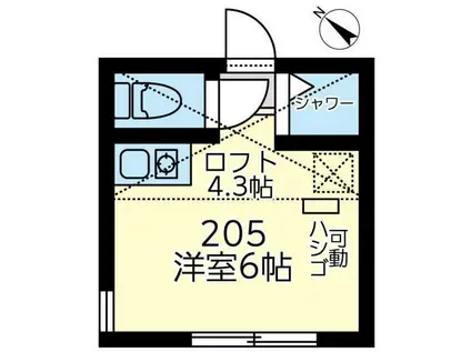 ユナイト保土ヶ谷ルートマスター(ワンルーム/2階)の間取り写真
