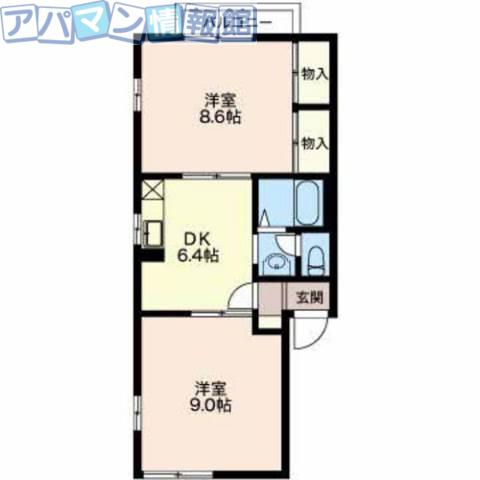 ベルテ椿 II(2DK/2階)の間取り写真