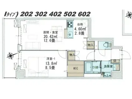 コートデルトゥール昭島(1LDK/4階)の間取り写真