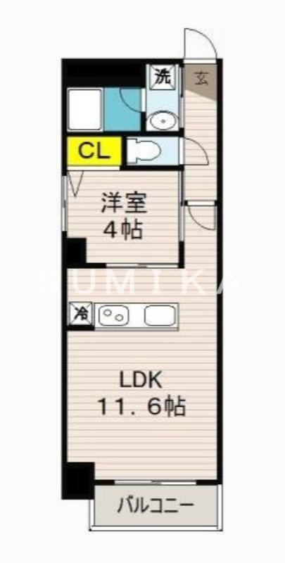 ウイング21中山下(1LDK/8階)の間取り写真