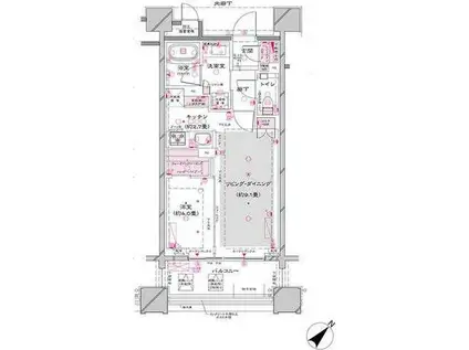 オーパスレジデンス銀座イースト(1LDK/4階)の間取り写真