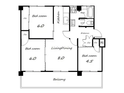ヴィラナリー加東III(3LDK/3階)の間取り写真