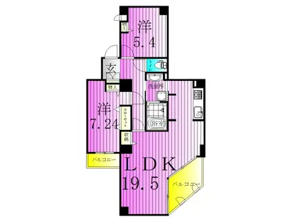 コンフィール西新井A.P(2LDK/6階)の間取り写真
