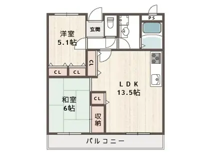 ジェントリーT.M.Y(2LDK/3階)の間取り写真