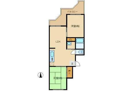 ハイツラセーヌ(2LDK/1階)の間取り写真