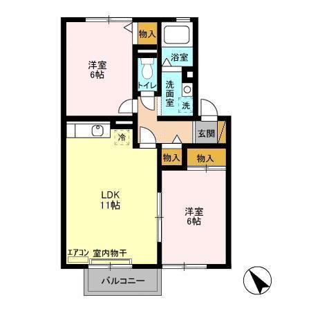 アネックス壱番館(2LDK/2階)の間取り写真