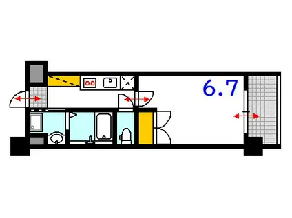 ISI BLDG FUNAIRI(1K/13階)の間取り写真