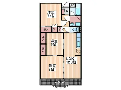 グリーンハイツマスダ(3LDK/1階)の間取り写真