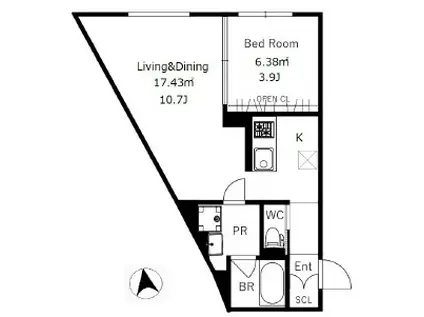 CREAL学芸大学(1LDK/1階)の間取り写真