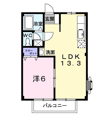 ハイツ運動公園(1LDK/1階)の間取り写真