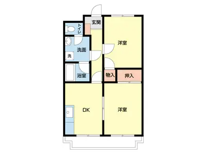 リビエール・カタセ(2DK/3階)の間取り写真