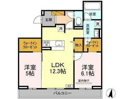 グレイスフルコート雅(2LDK/2階)の間取り写真