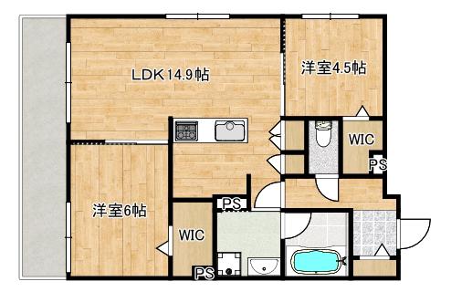 アノイエ 東棟(2LDK/1階)の間取り写真