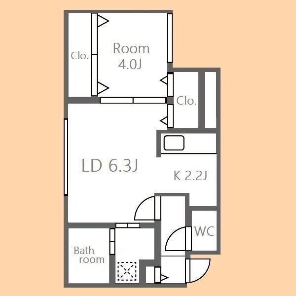 ラフォルテ桑園(1LDK/3階)の間取り写真