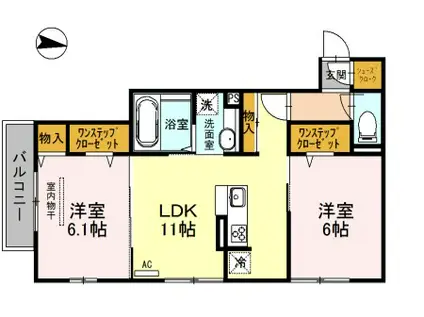 ビーグルテラス B(2LDK/2階)の間取り写真
