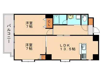 セントフォール笠松(2LDK/4階)の間取り写真