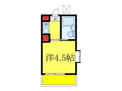 フラット根津2(1K/1階)の間取り写真