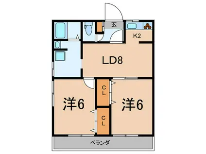 パールマンション(2LDK/3階)の間取り写真