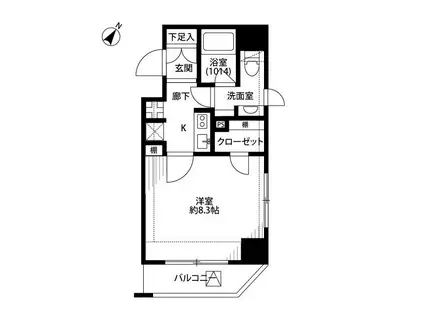 プレール・ドゥーク押上TOWER CITY(1K/7階)の間取り写真