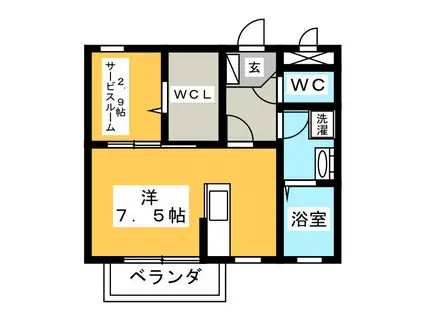 クレール三日市(1SK/1階)の間取り写真