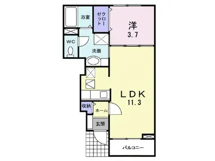 プロムナードU III(1LDK/1階)の間取り写真