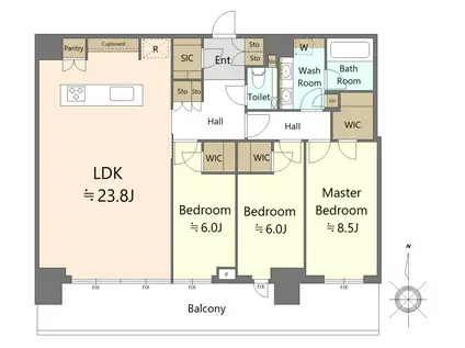 パークシティ中野ザタワー エアーズ(3LDK/24階)の間取り写真
