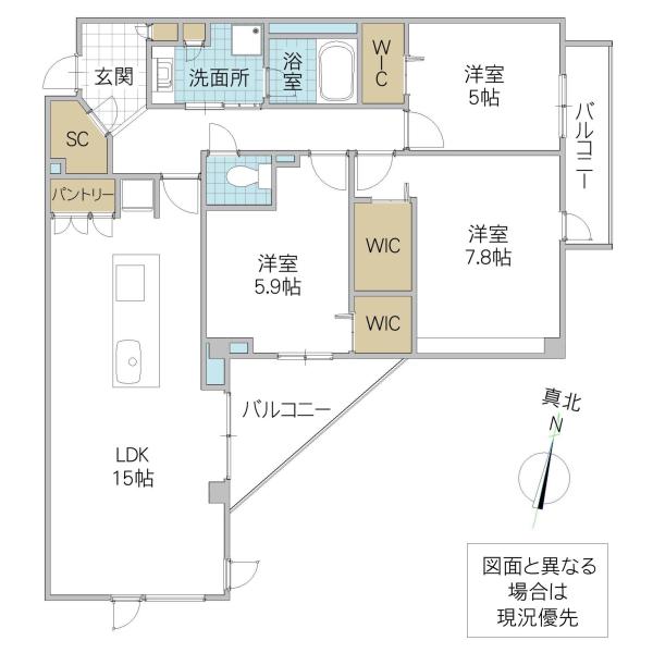 プライム フォレスト 百合ケ丘(3LDK/4階)の間取り写真