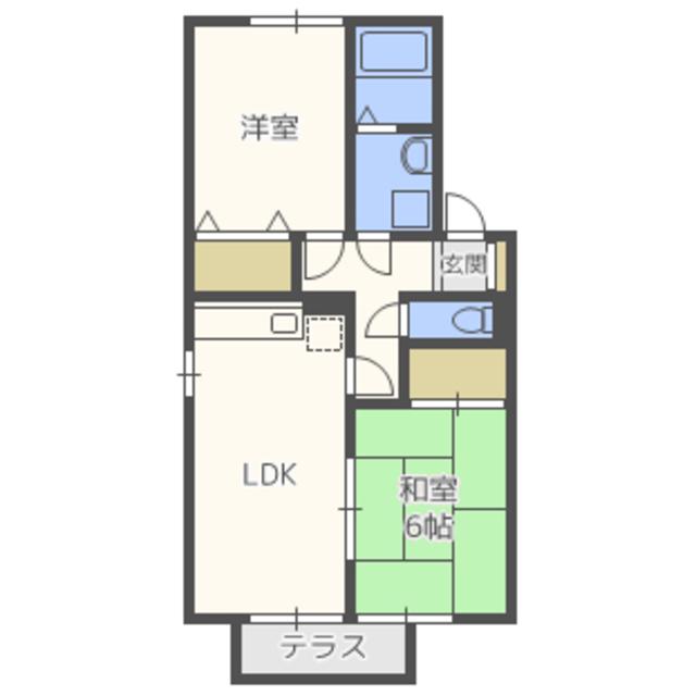 ラベンダーヴィラA(2LDK/1階)の間取り写真
