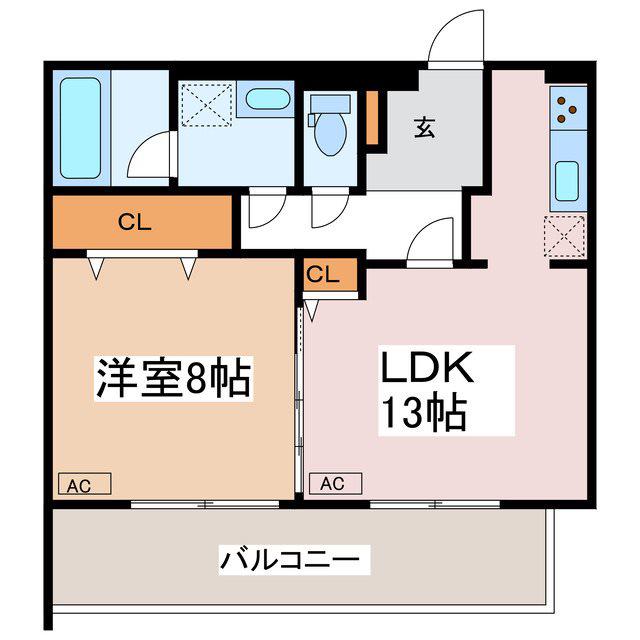 THE CREST(1LDK/2階)の間取り写真
