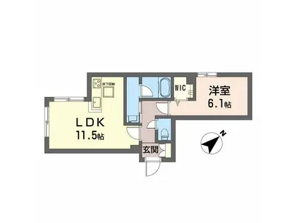 LUCE帯山西 A(1LDK/1階)の間取り写真