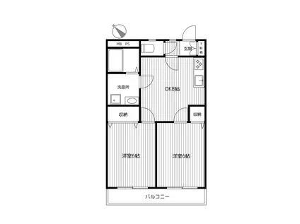 岡本ビル(2DK/3階)の間取り写真