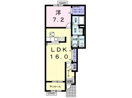 富山地鉄本線 越中荏原駅 徒歩28分 2階建 築13年(1LDK/1階)の間取り写真
