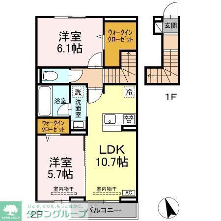 ラルブルボヌ―ル(2LDK/2階)の間取り写真