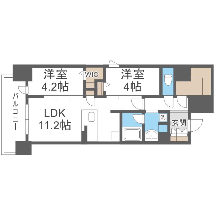 セイワパレス本町東(2SLDK/10階)の間取り写真