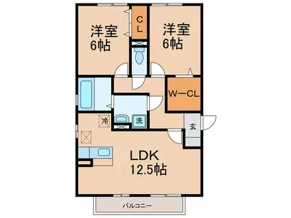 メゾン・モンテリベールII(2LDK/1階)の間取り写真