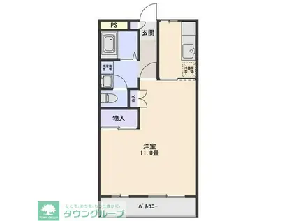 ハイツ大利根 III A(1K/1階)の間取り写真