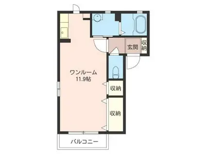 ヴィラミール(ワンルーム/1階)の間取り写真