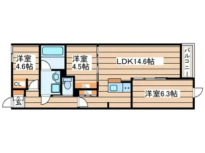 コンフォール宮千代(3LDK/1階)の間取り写真