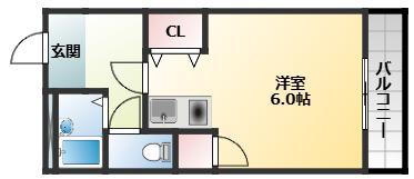 スタンドアップ藤井寺(1K/4階)の間取り写真