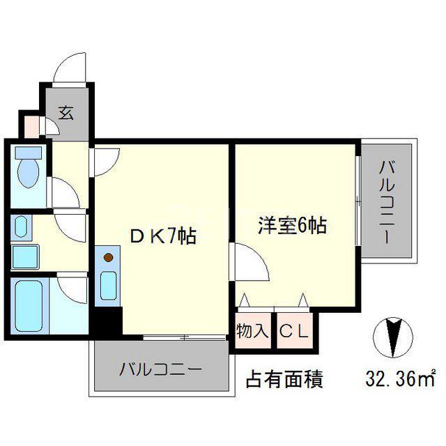リライブ修学院(1DK/3階)の間取り写真