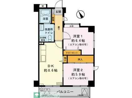 サンリーフ保土ヶ谷(2DK/1階)の間取り写真